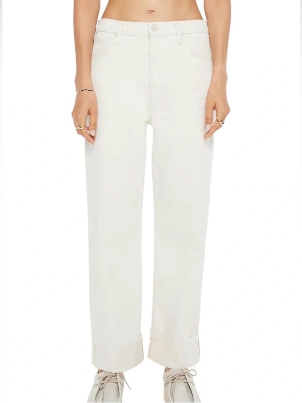 MOTHER Straight-Leg High-Rise Jeans - White